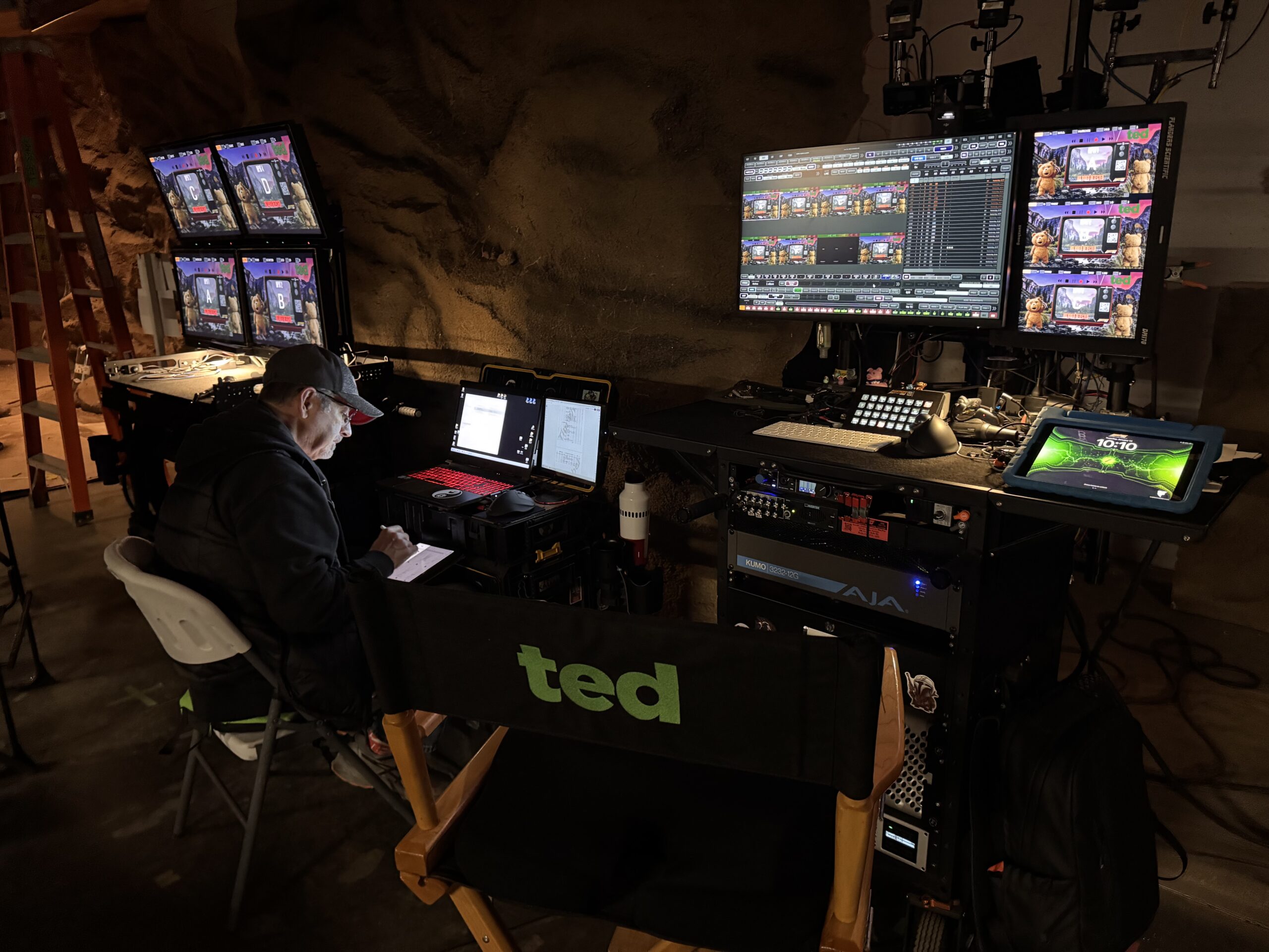 Production monitors and video village setup